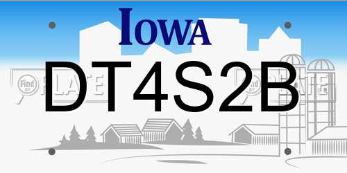 DT4S2B Iowa License Plate