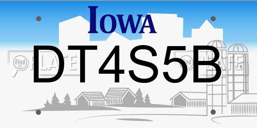 DT4S5B Iowa License Plate