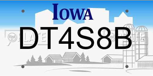 DT4S8B Iowa License Plate