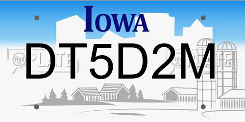 DT5D2M Iowa License Plate