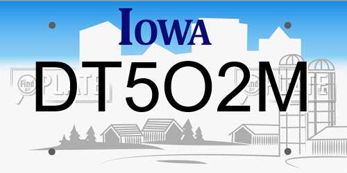 DT5O2M Iowa License Plate