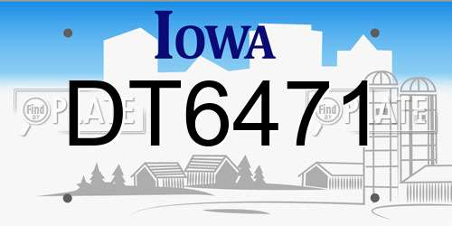 DT6471 Iowa License Plate