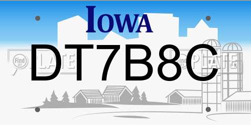 DT7B8C Iowa License Plate