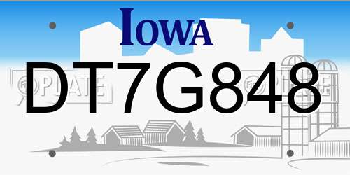DT7G848 Iowa License Plate