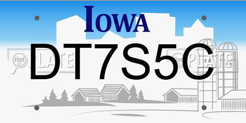 DT7S5C Iowa License Plate