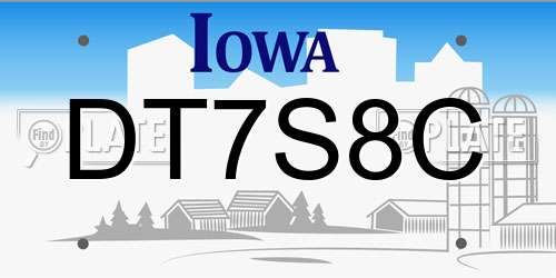 DT7S8C Iowa License Plate