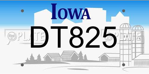 DT825 Iowa License Plate