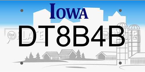 DT8B4B Iowa License Plate
