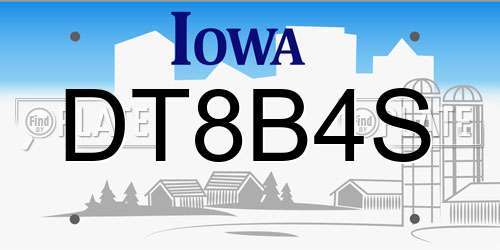 DT8B4S Iowa License Plate