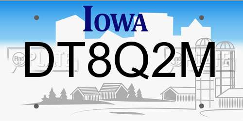 DT8Q2M Iowa License Plate