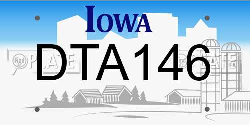DTA146 Iowa License Plate