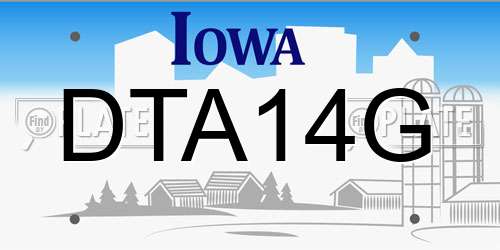 DTA14G Iowa License Plate