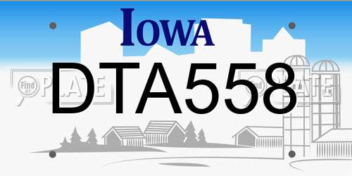 DTA558 Iowa License Plate