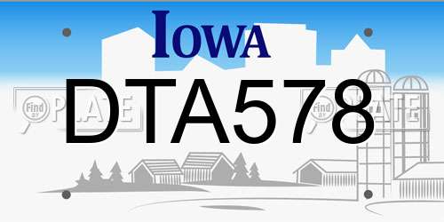 DTA578 Iowa License Plate