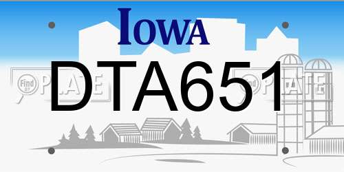 DTA651 Iowa License Plate