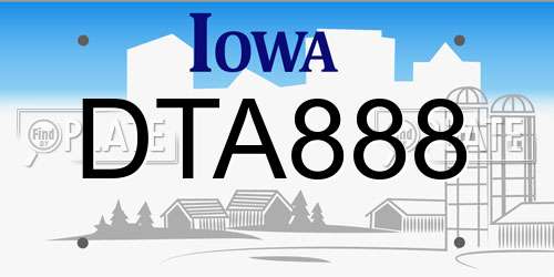 DTA888 Iowa License Plate