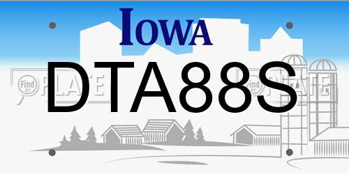 DTA88S Iowa License Plate