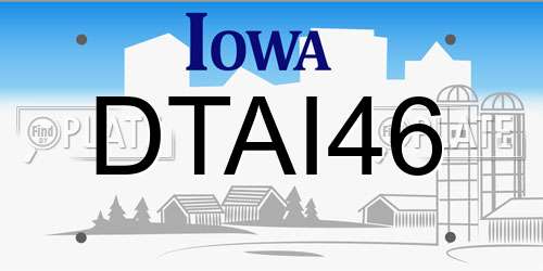 DTAI46 Iowa License Plate