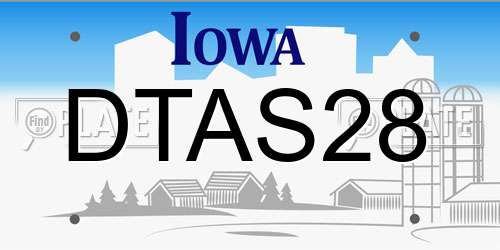 DTAS28 Iowa License Plate