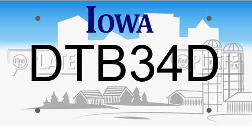 DTB34D Iowa License Plate