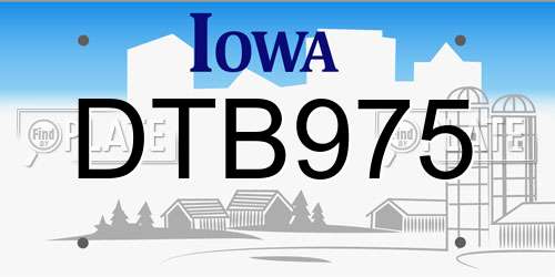 DTB975 Iowa License Plate