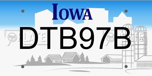 DTB97B Iowa License Plate