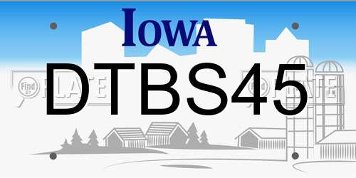 DTBS45 Iowa License Plate
