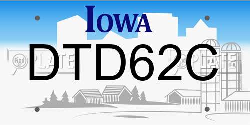 DTD62C Iowa License Plate