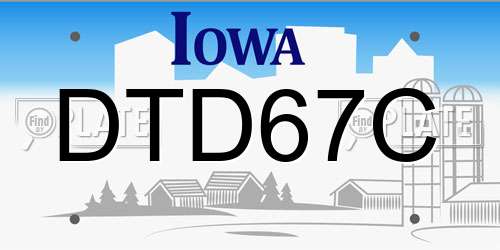 DTD67C Iowa License Plate