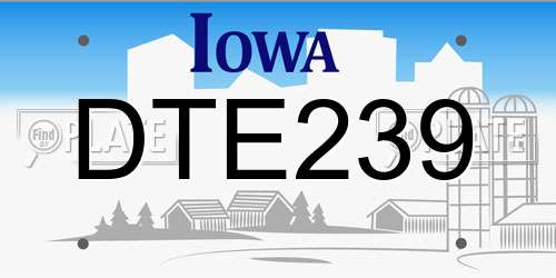 DTE239 Iowa License Plate