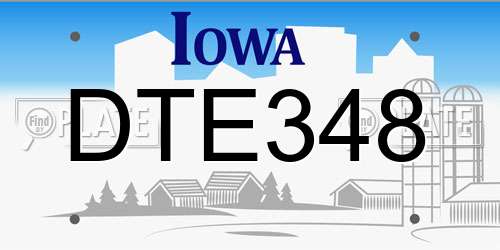 DTE348 Iowa License Plate