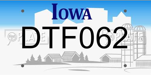 DTF062 Iowa License Plate