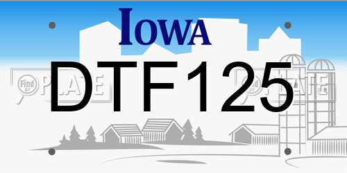 DTF125 Iowa License Plate