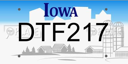 DTF217 Iowa License Plate