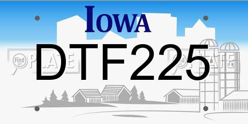 DTF225 Iowa License Plate
