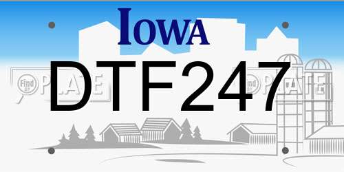 DTF247 Iowa License Plate