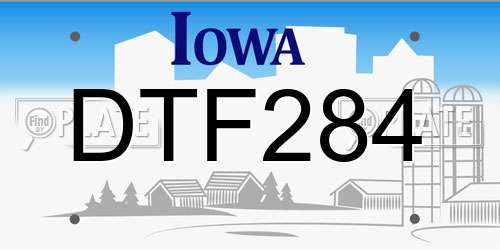 DTF284 Iowa License Plate