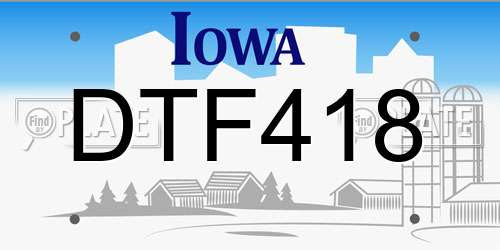 DTF418 Iowa License Plate