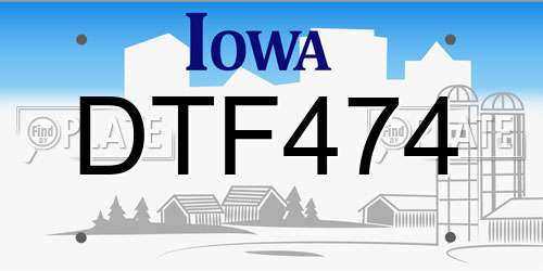 DTF474 Iowa License Plate