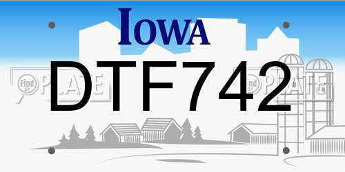 DTF742 Iowa License Plate