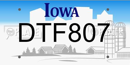 DTF807 Iowa License Plate