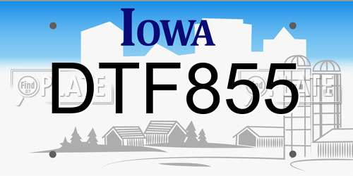 DTF855 Iowa License Plate