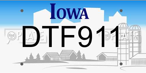 DTF911 Iowa License Plate