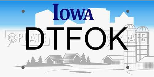 DTFOK Iowa License Plate