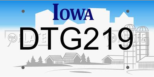 DTG219 Iowa License Plate