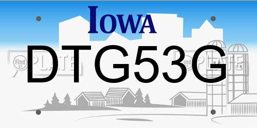 DTG53G Iowa License Plate