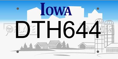 DTH644 Iowa License Plate