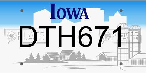 DTH671 Iowa License Plate