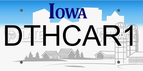 DTHCAR1 Iowa License Plate