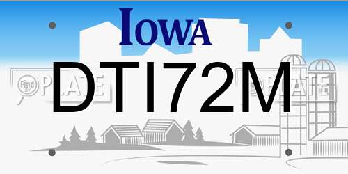 DTI72M Iowa License Plate